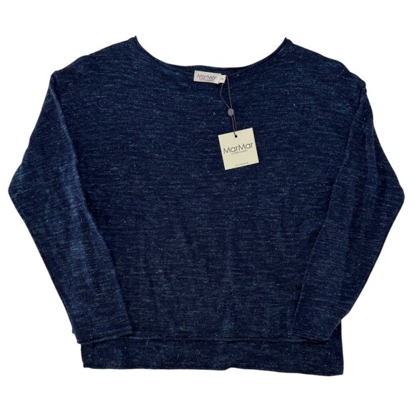 MARMAR COPENHAGEN - TADEA GLITTER KNIT TOP - 30% COTTON - DEEP BLUE - NWT - Picture 1 of 4